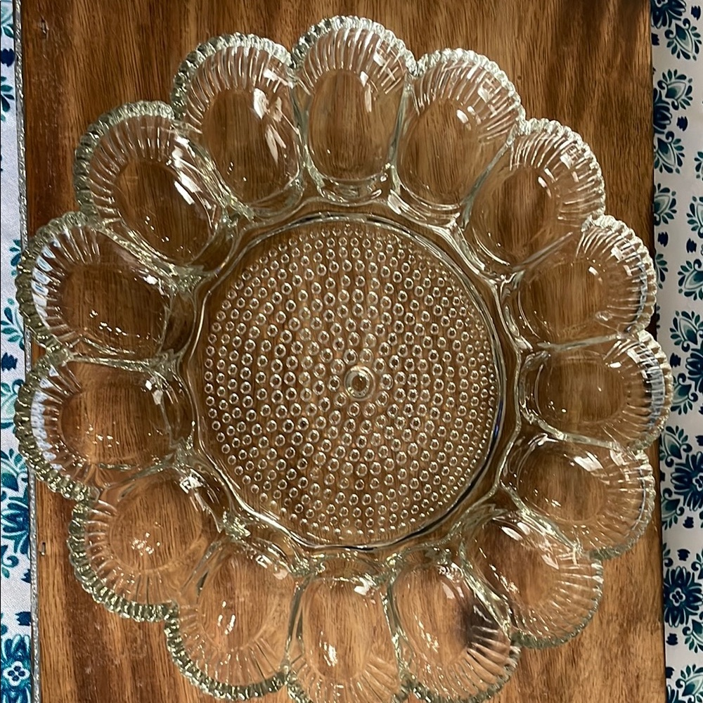 Vintage Anchor Hocking Elegant Glass Deviled Egg Platter